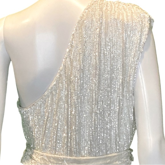 NWT Retrofete White Ella One Shoulder Sequin Mini Dress -Sz XL - Picture 11 of 15